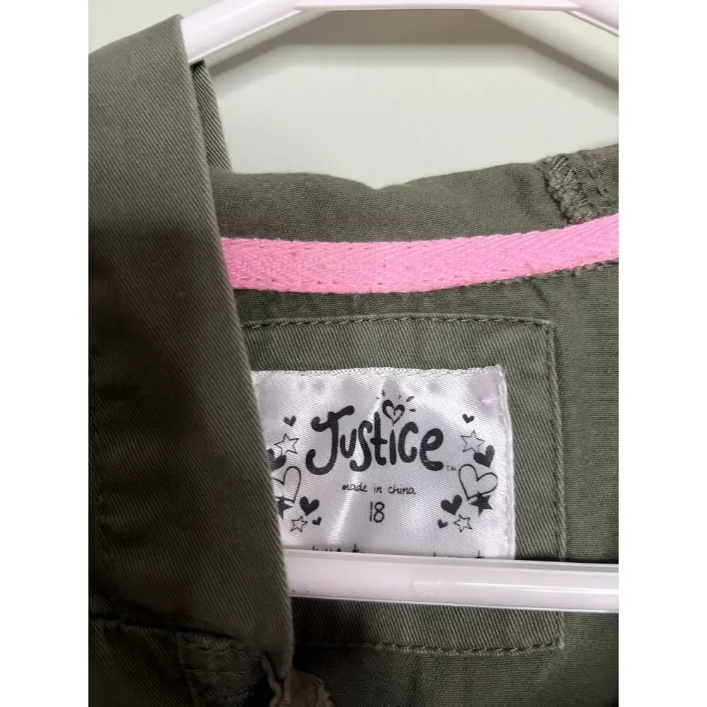 Justice Girls Green Canvas Embellished Jacket 18